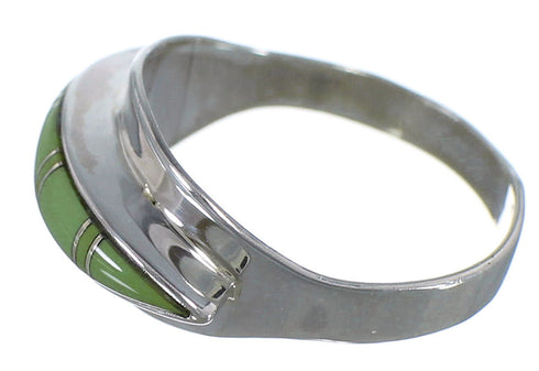 Sterling Silver And Turquoise Inlay Ring Size 8-3/4 EX44905